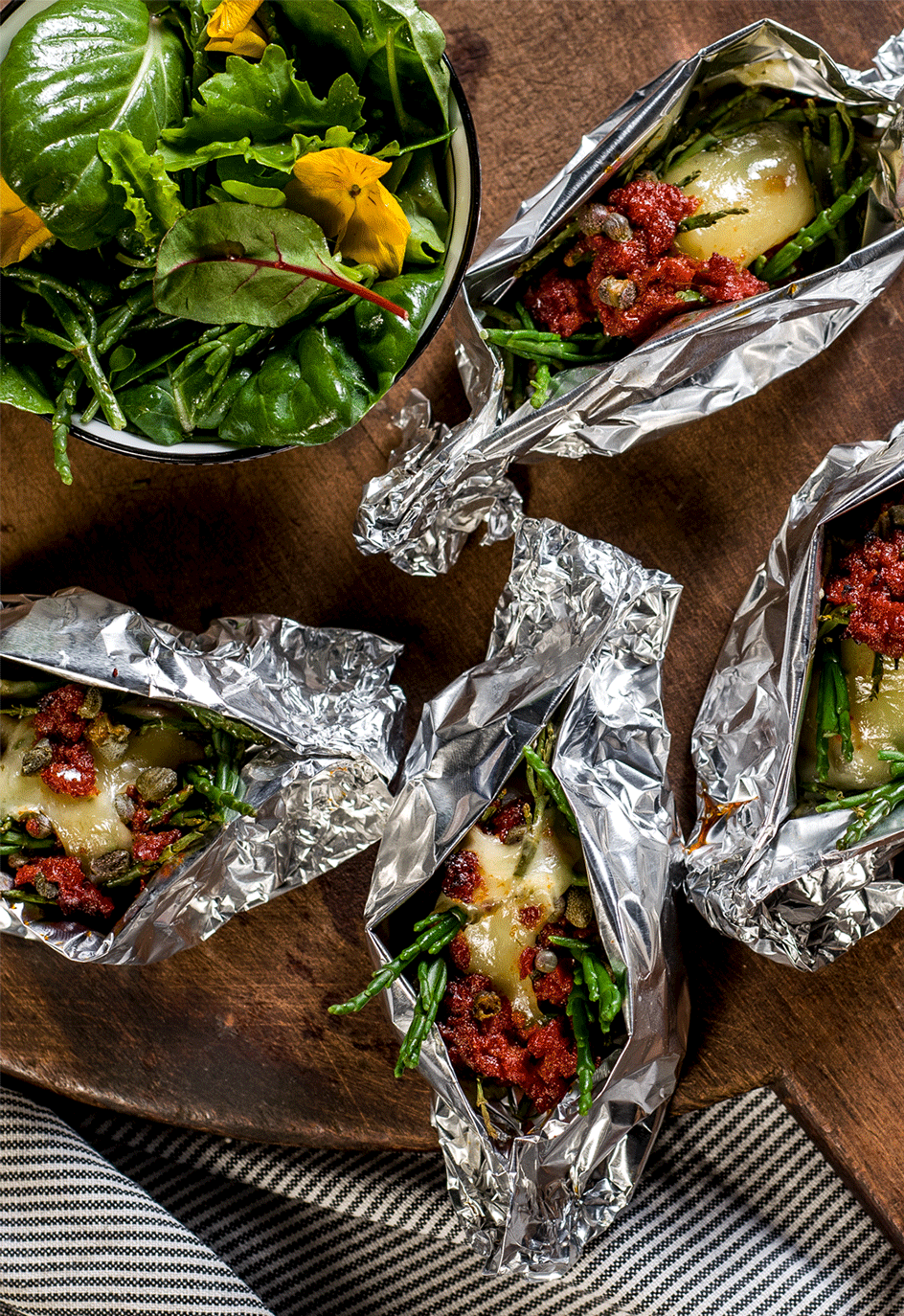 vispakketje met tomaten tapenade